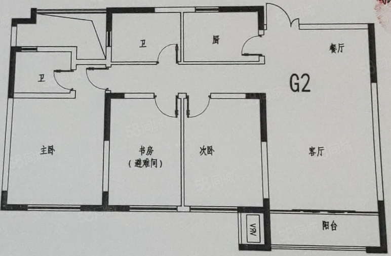 粼水立方3室2厅2卫119.93㎡南60万