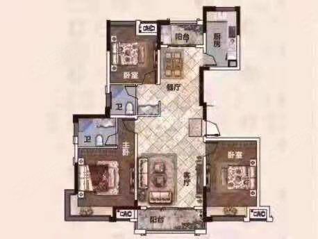 蓝鼎中央城观澜园3室2厅1卫111㎡南北69.8万