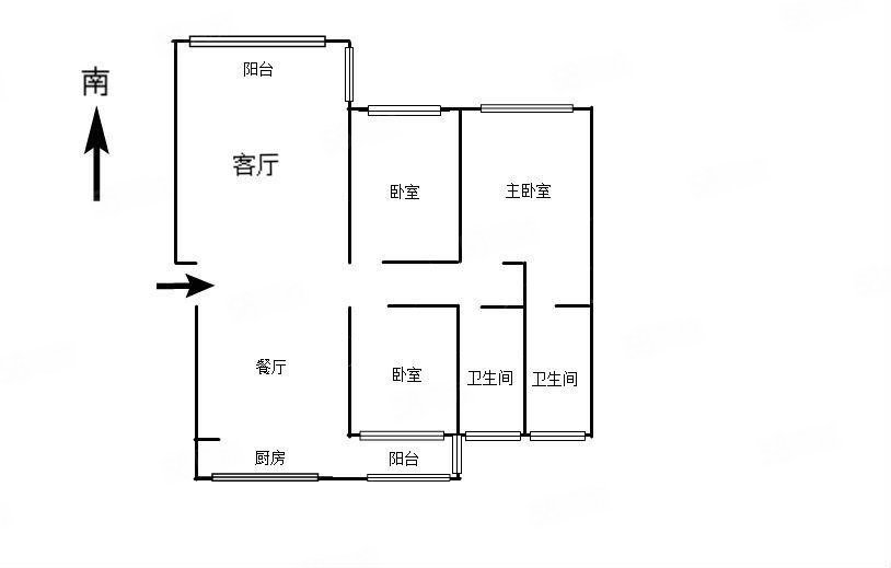 建华山水国际新城3室2厅2卫120㎡南北48.9万