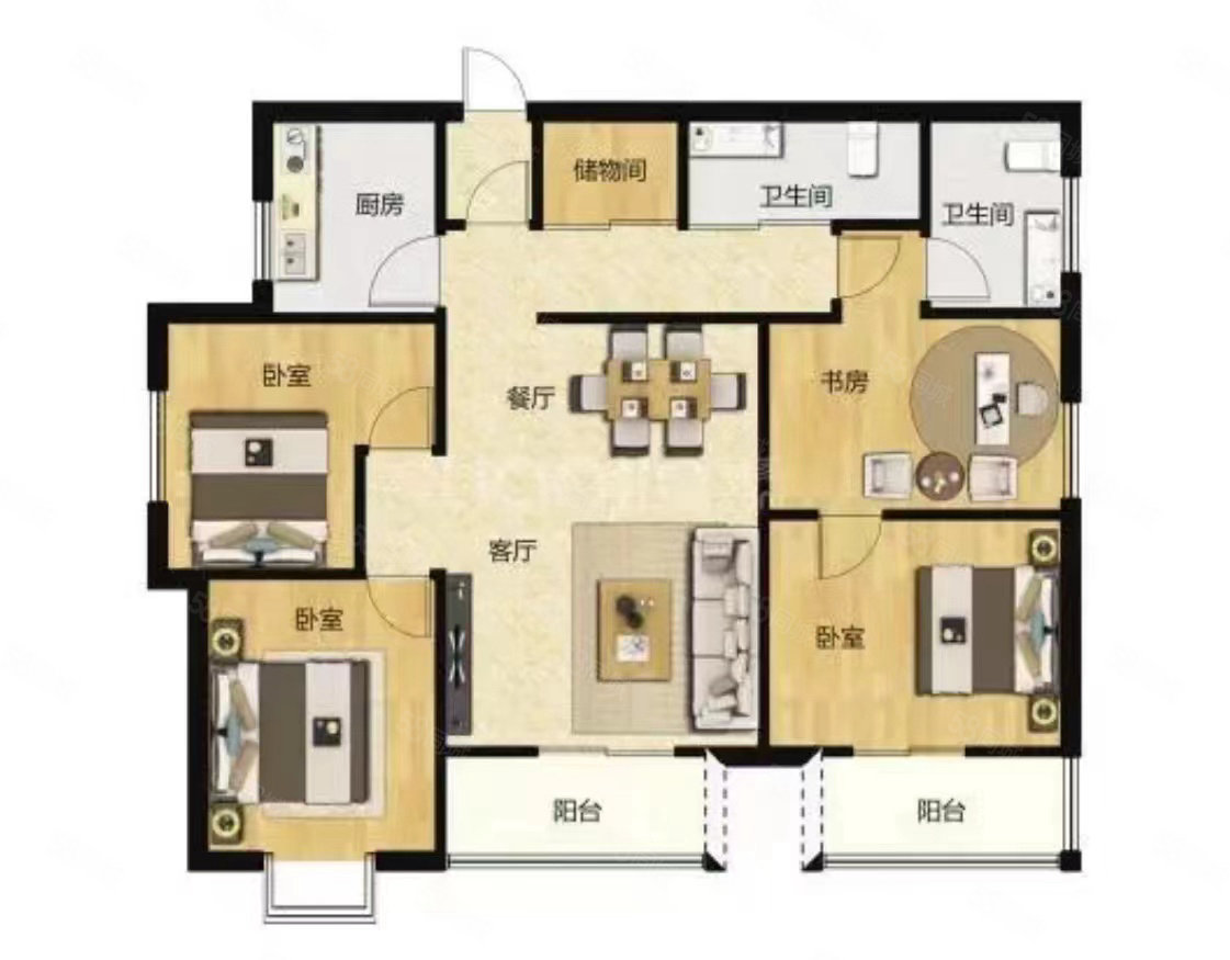 东苑小区(常山)3室2厅2卫114㎡南北135万