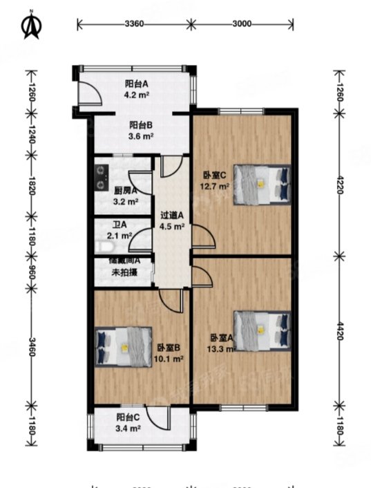 前門西大街小區(qū)3室0廳1衛(wèi)73.52㎡南北780萬