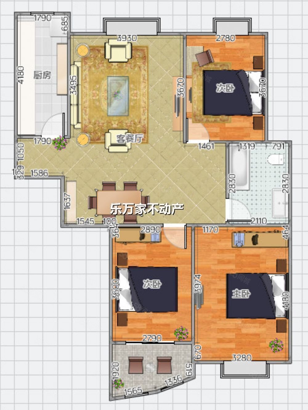 德润玫瑰园3室2厅1卫127.99㎡南北89万