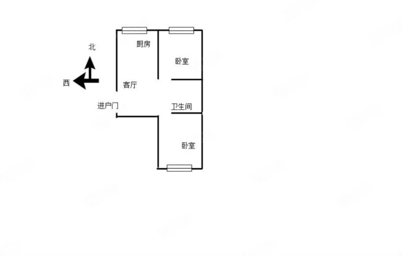 泰莱铂金公馆(二期)2室1厅1卫65㎡南北20万