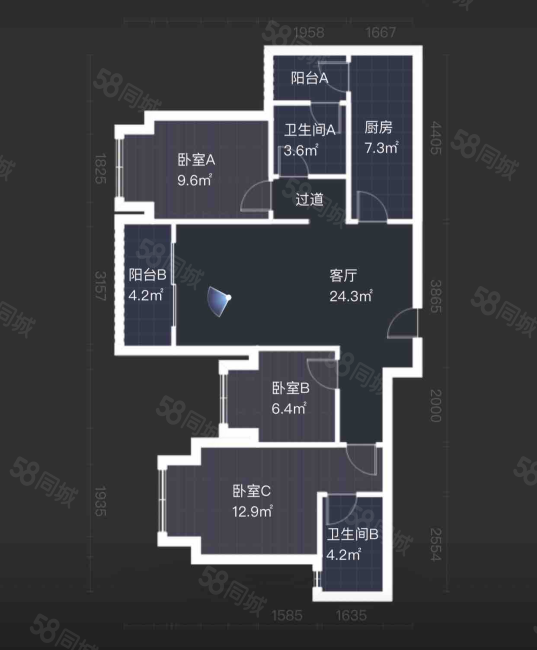 龙湖香港置地学樘府(二期)3室2厅2卫95㎡南120万