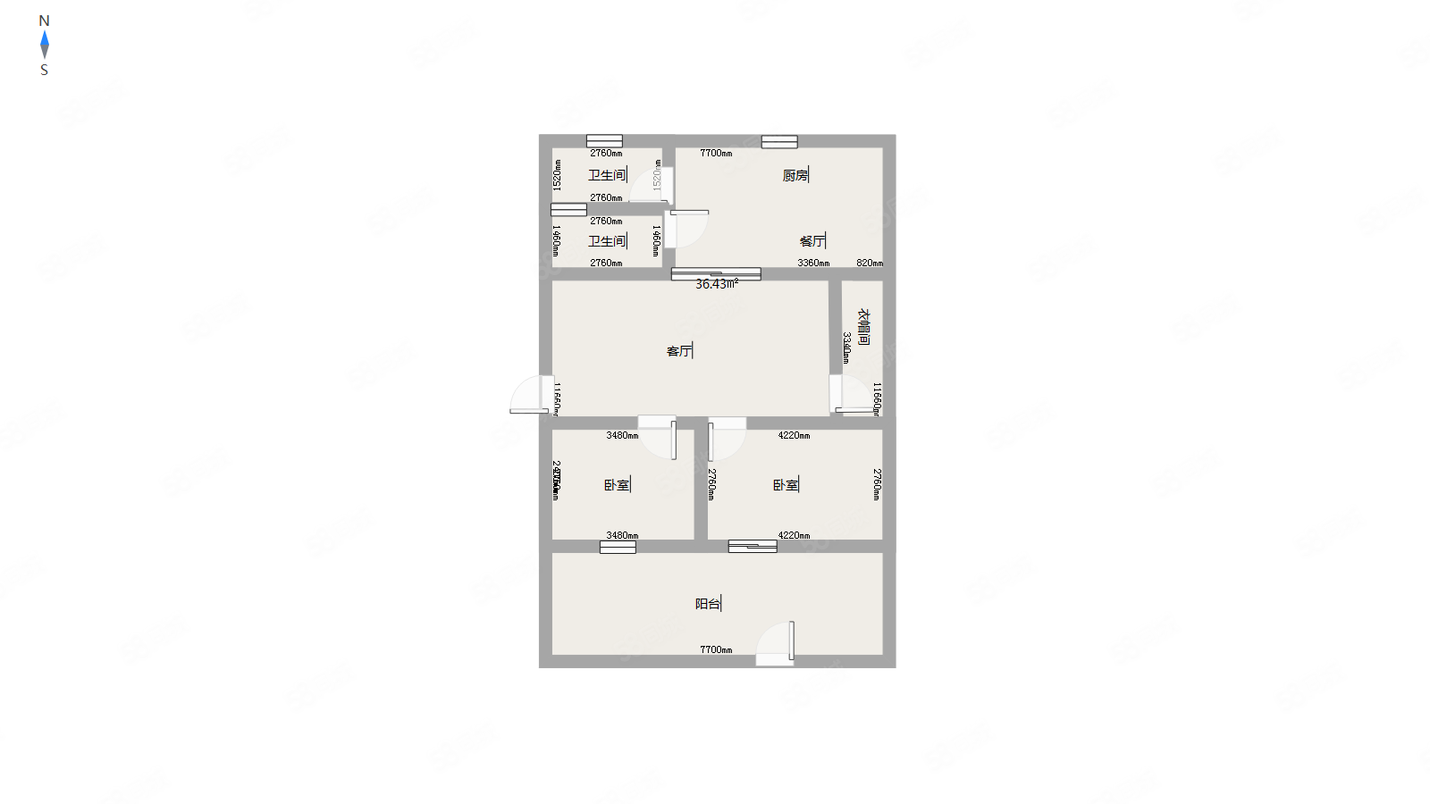 沿河小区2室2厅1卫68.37㎡南北39.8万
