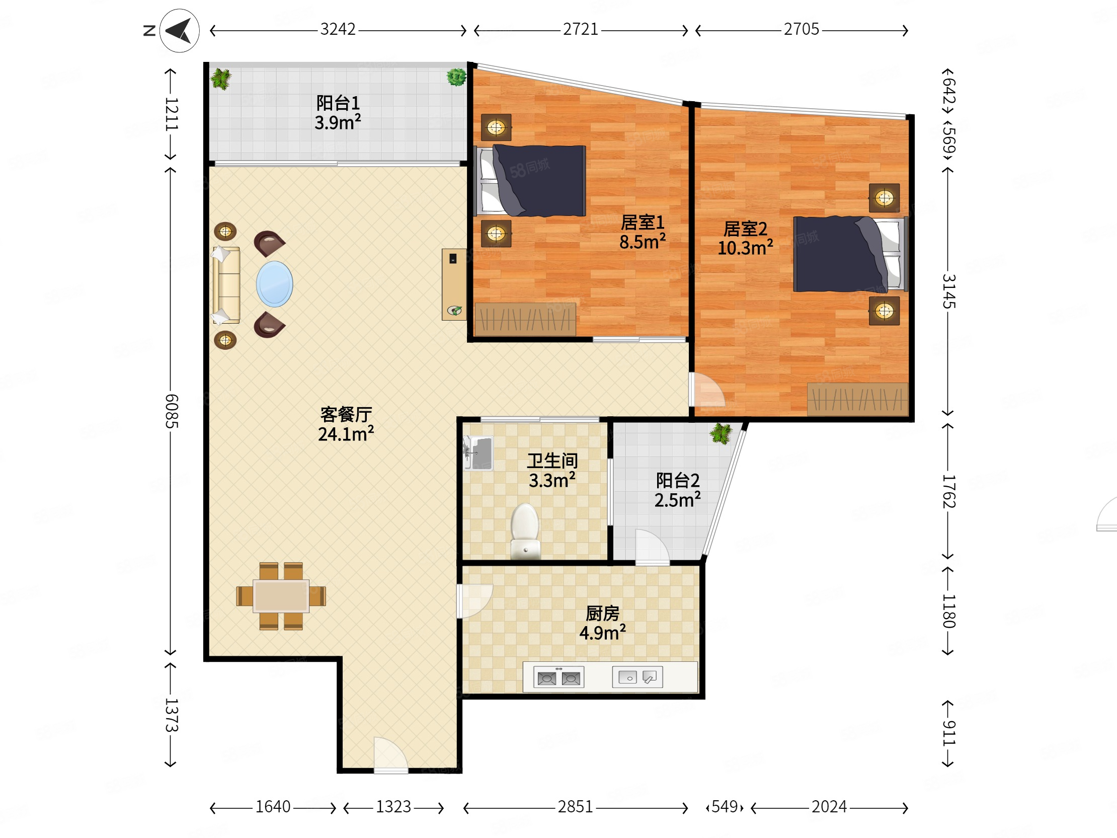 廊桥花园(皇御苑五期)2室2厅1卫74.77㎡东北0万