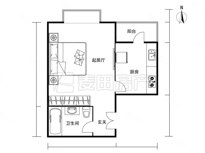 半岛国际公寓1室1厅1卫47.37㎡东北498万