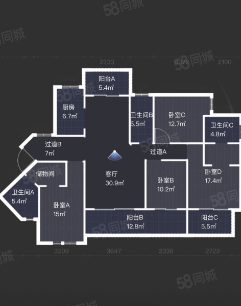 七彩云南第壹城4室2厅3卫175.79㎡东南176万