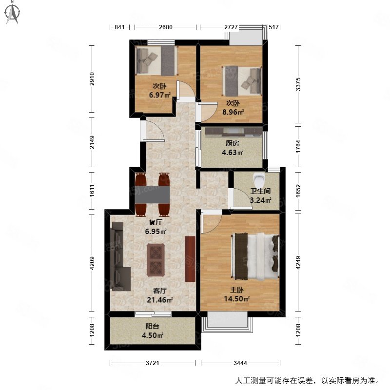 竹径云山锦云坊(67-80)3室2厅1卫87.8㎡南北160万