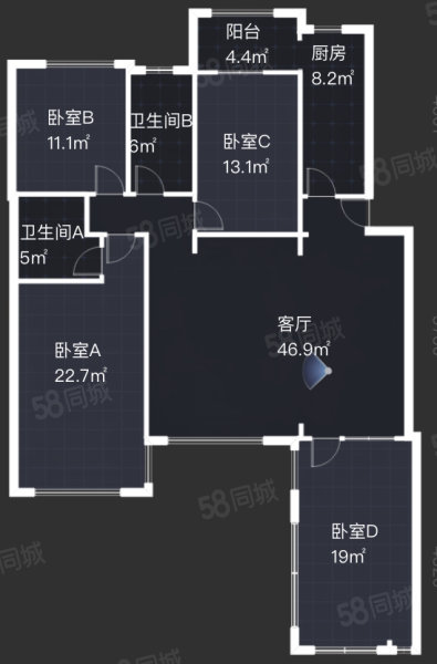 五环锋尚4室2厅2卫137.68㎡南北175万