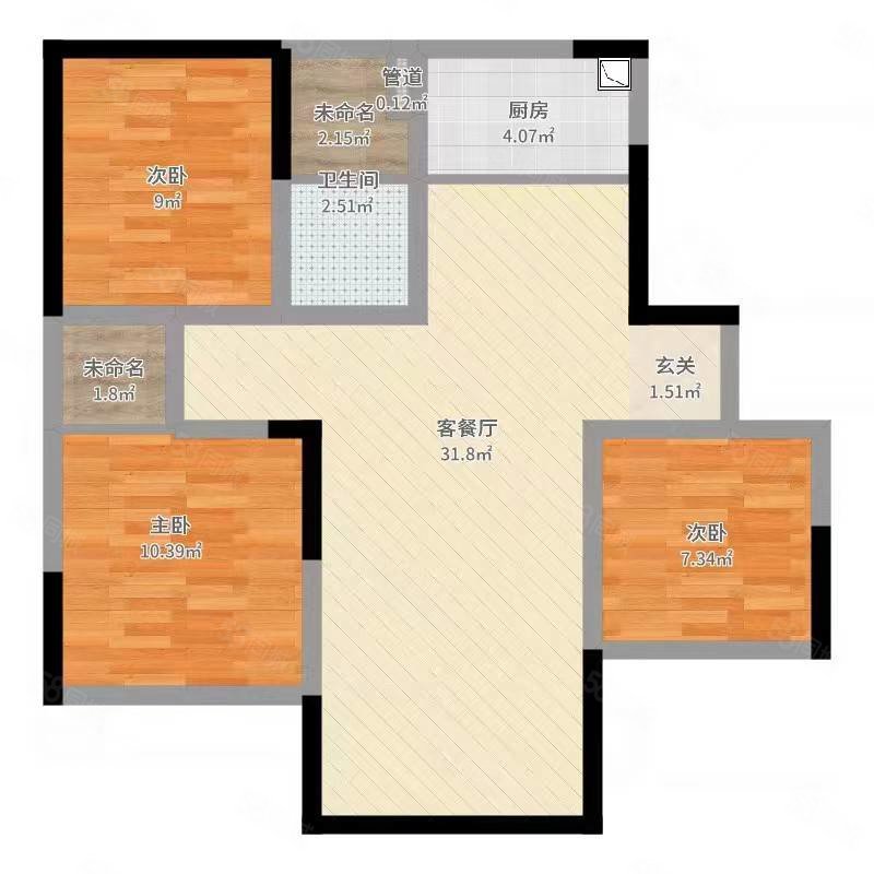 世纪花园3室2厅1卫105㎡南北53.8万