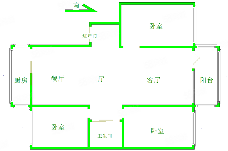 昌茂花园(临江门广场)3室3厅1卫150㎡南北100万