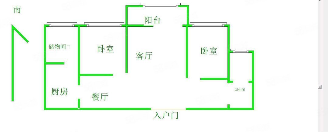 恒大名都2室2厅1卫88㎡南北87万