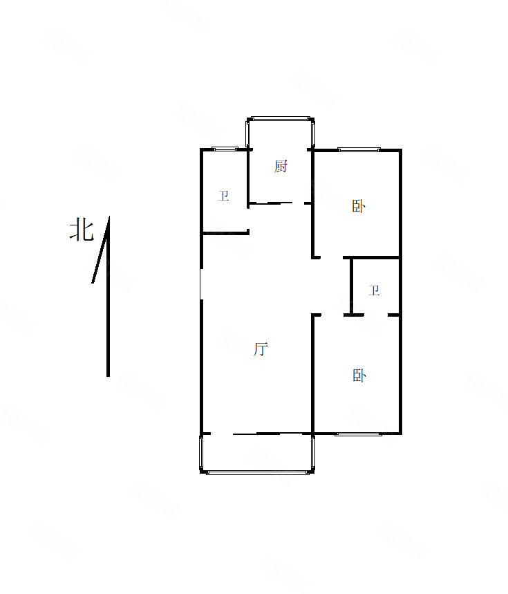 华荣家园2室2厅2卫100.24㎡南北258万