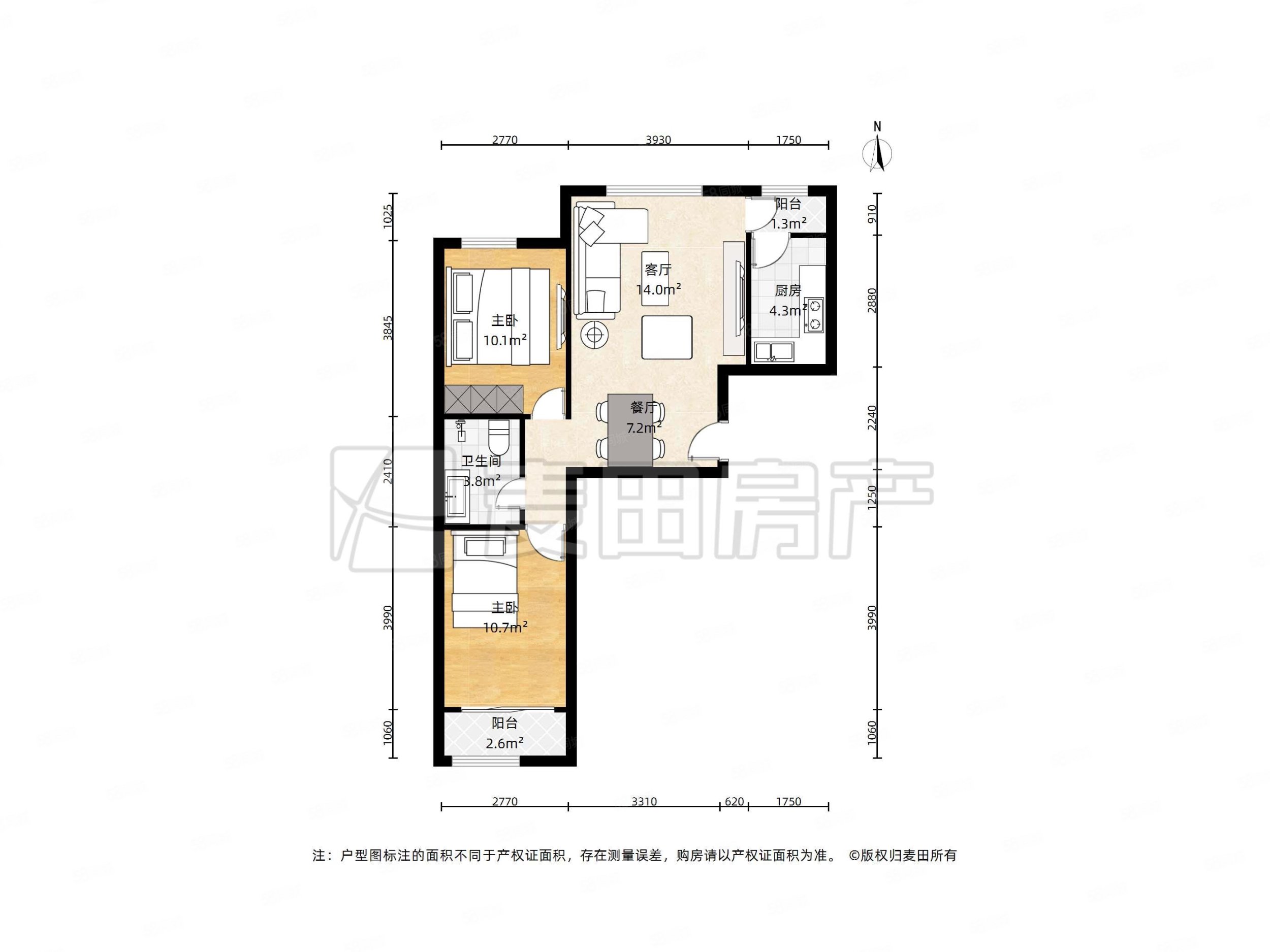 溫泉凱盛家園(二區(qū))2室1廳1衛(wèi)77.72㎡南北333萬