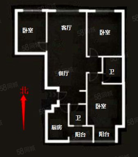 鑫界王府3室2厅2卫120.36㎡南北159万