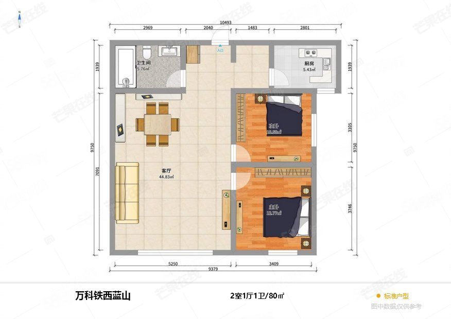 万科铁西蓝山2室1厅1卫79.73㎡东南86万