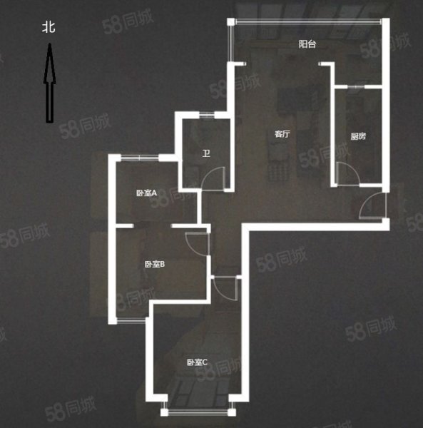 隆景华庭3室2厅1卫96.5㎡南153万