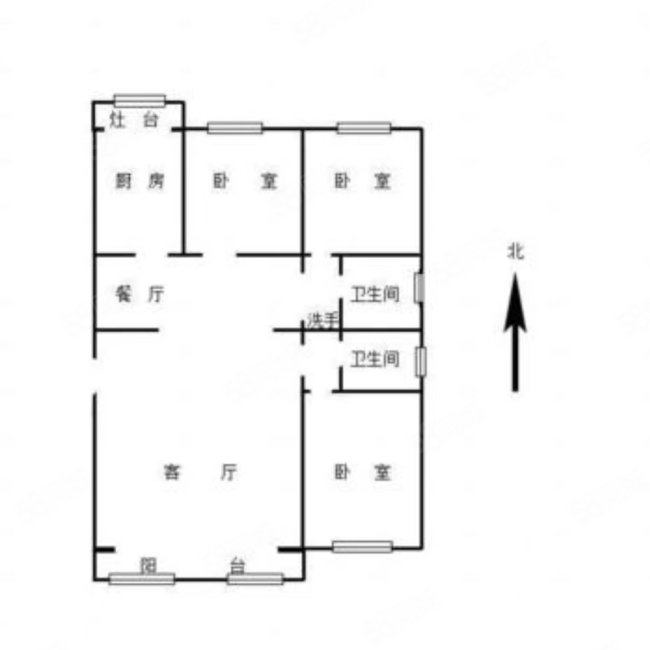 檀城家园3室2厅2卫104.7㎡南北235万