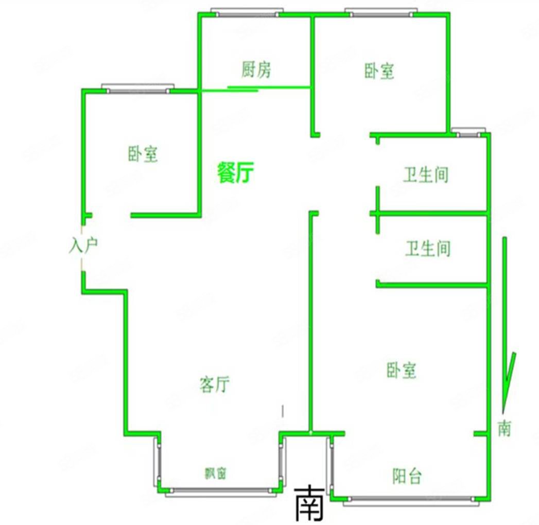 凤凰城(B区)3室2厅2卫114.28㎡南北135.8万