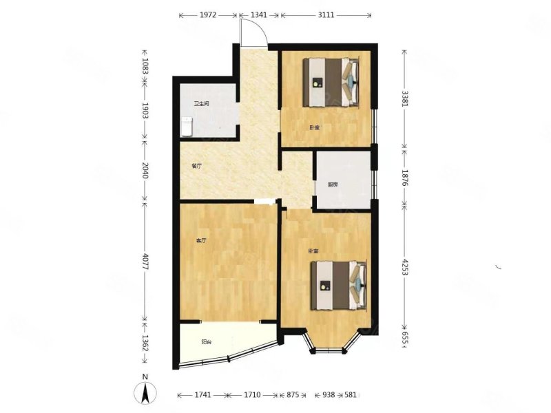 金裕花园2室2厅1卫85㎡南97万