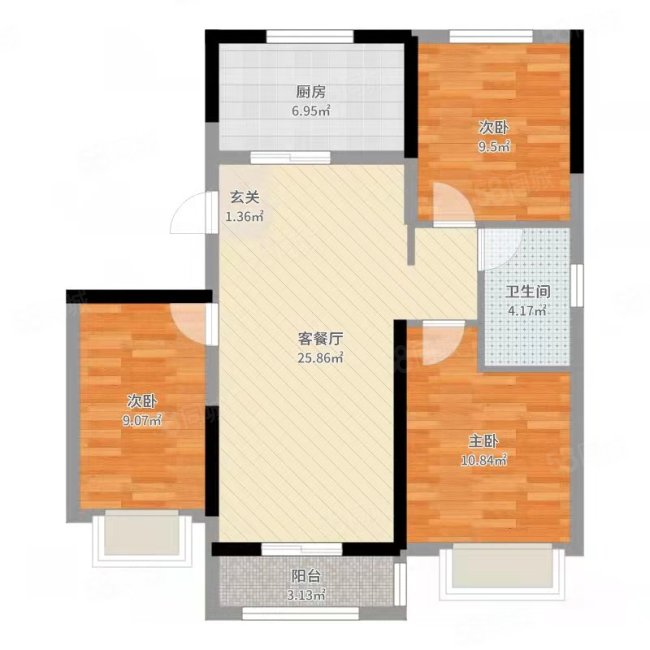 中远公馆2室2厅1卫75.86㎡南北65万