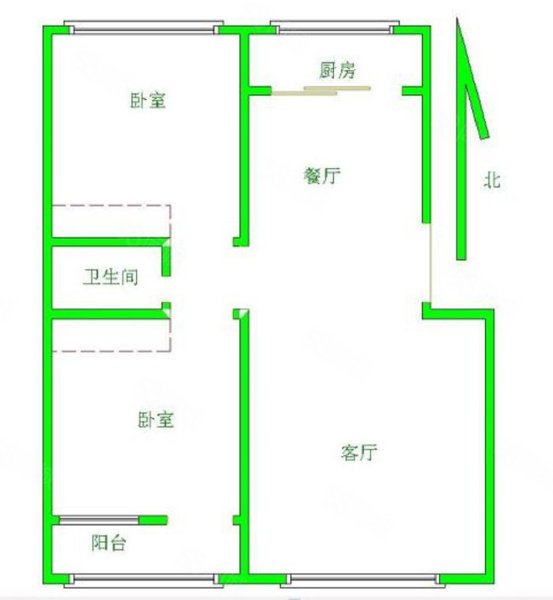 西苑北小区2室2厅1卫85㎡南北57.8万