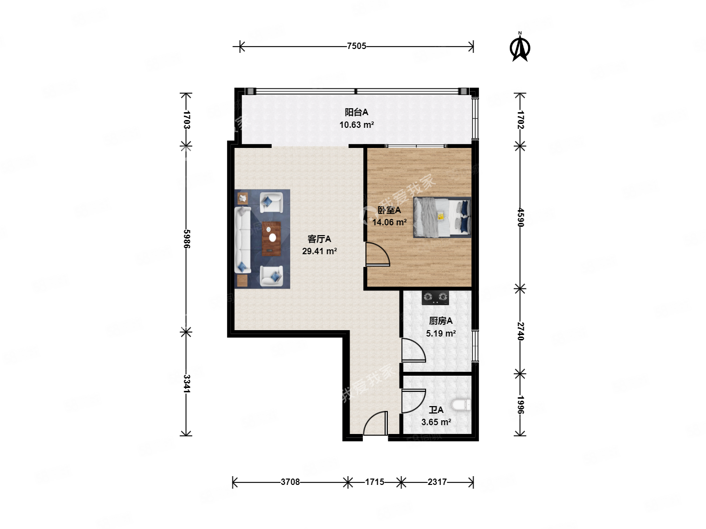 芳林苑1室1廳1衛(wèi)67.61㎡北309萬