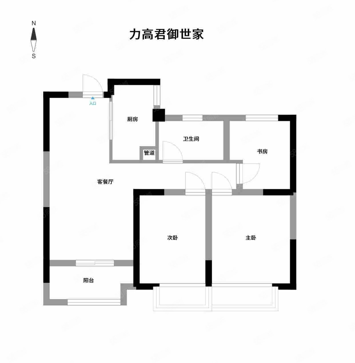 力高君御世家3室2厅1卫89㎡南118万