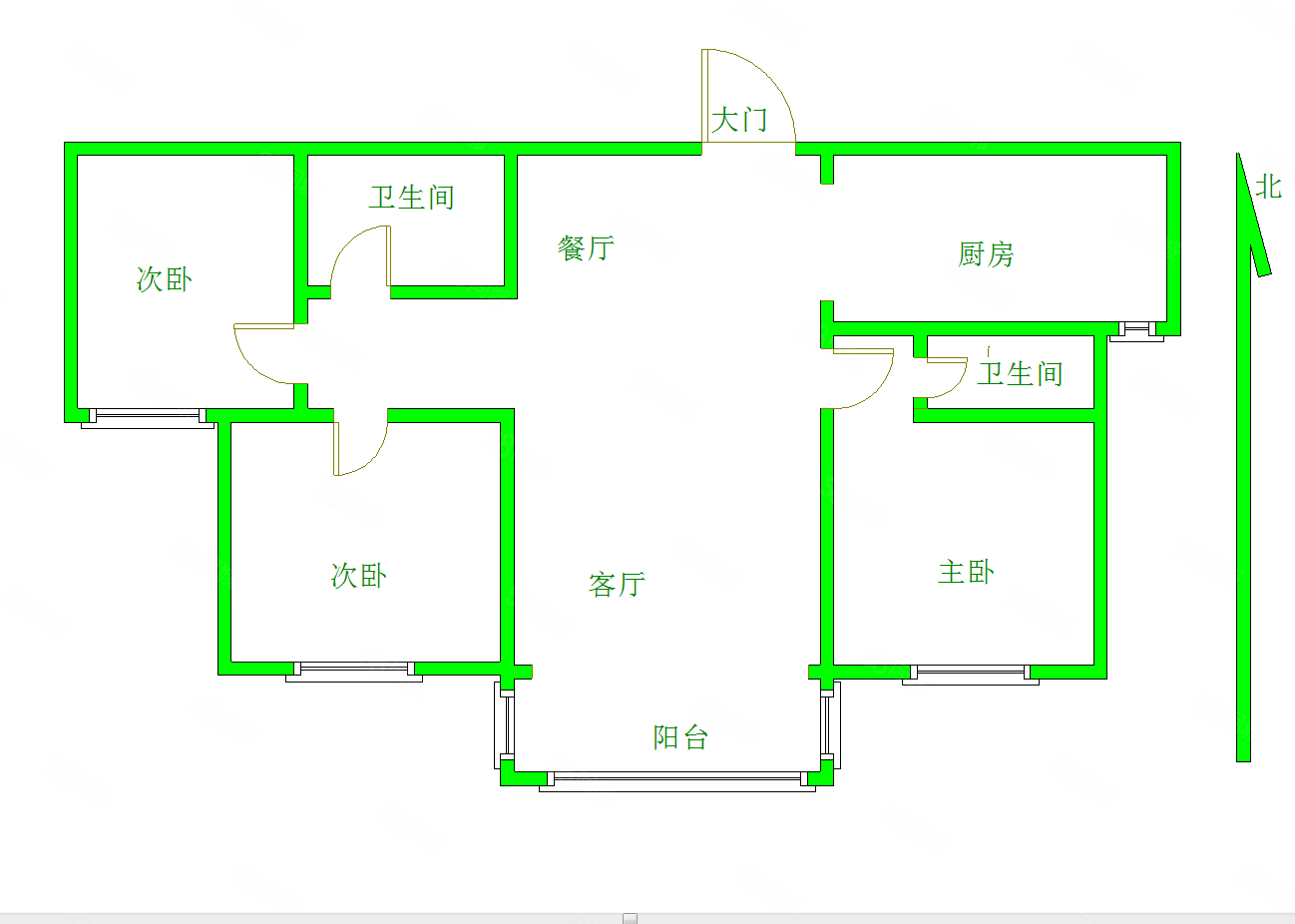 银河御府3室2厅2卫118㎡南北115万