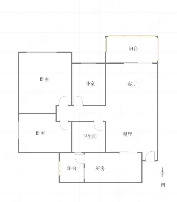 恒大照母山山水城3室2厅1卫89.13㎡南107万