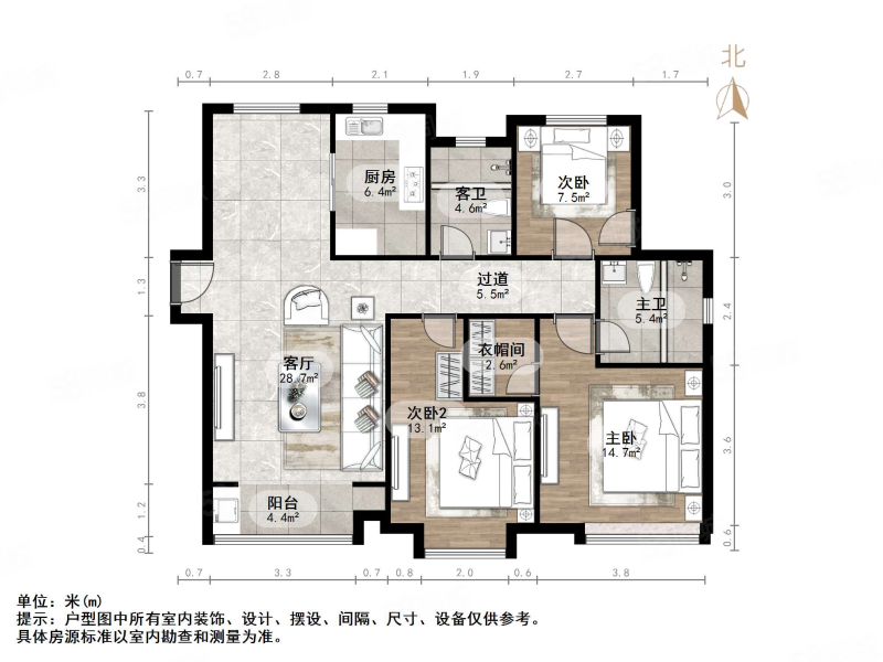 保利华庭3室2厅2卫120.89㎡南北243万