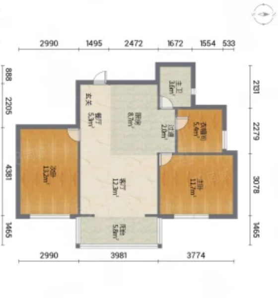 达安花园2室2厅1卫89.45㎡南北720万