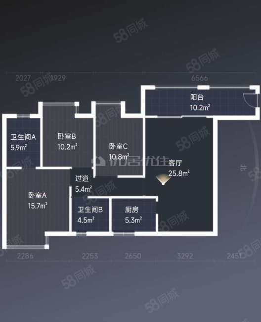 特兴青云都汇3室2厅2卫112.76㎡南北110万