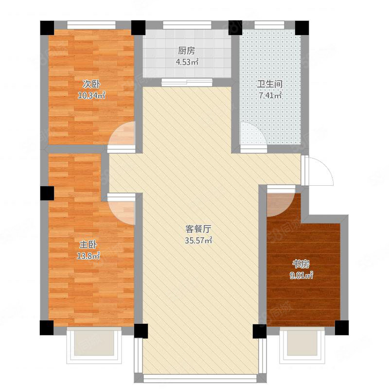 嘉宇万豪名苑3室2厅1卫117㎡南北109.8万