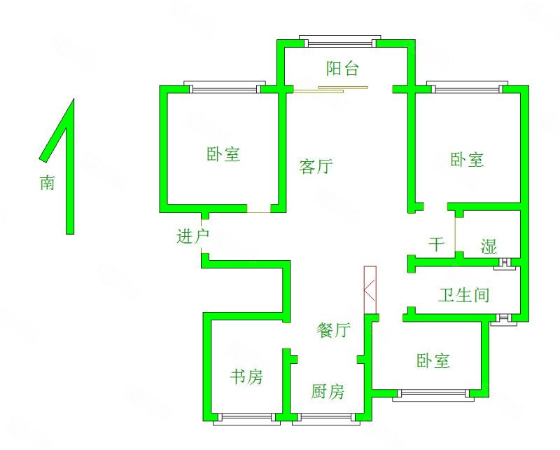 兴和佳园4室2厅2卫129.5㎡南北89.8万