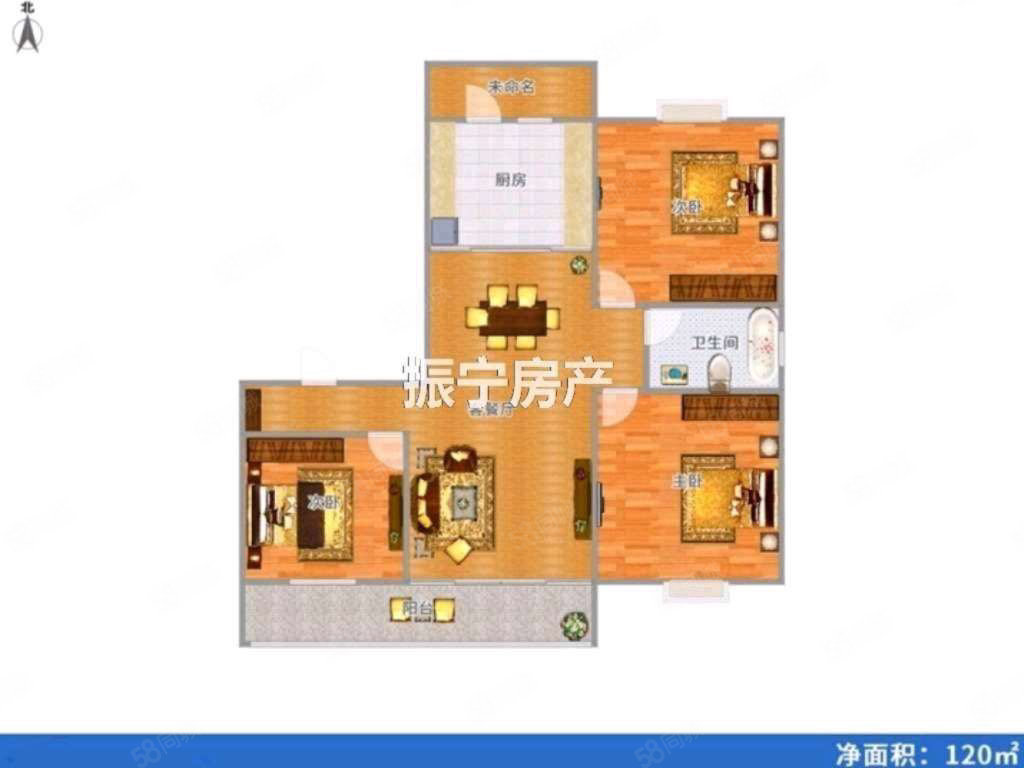 怀宁碧桂园3室2厅1卫120㎡南北72万