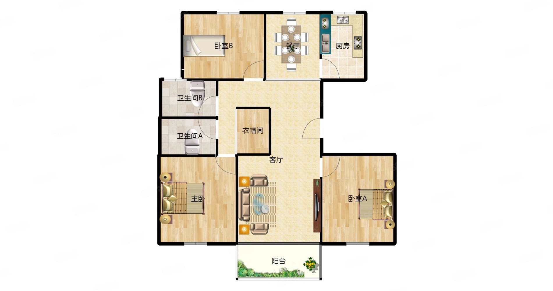 万桥西苑3室2厅2卫120㎡南北72万