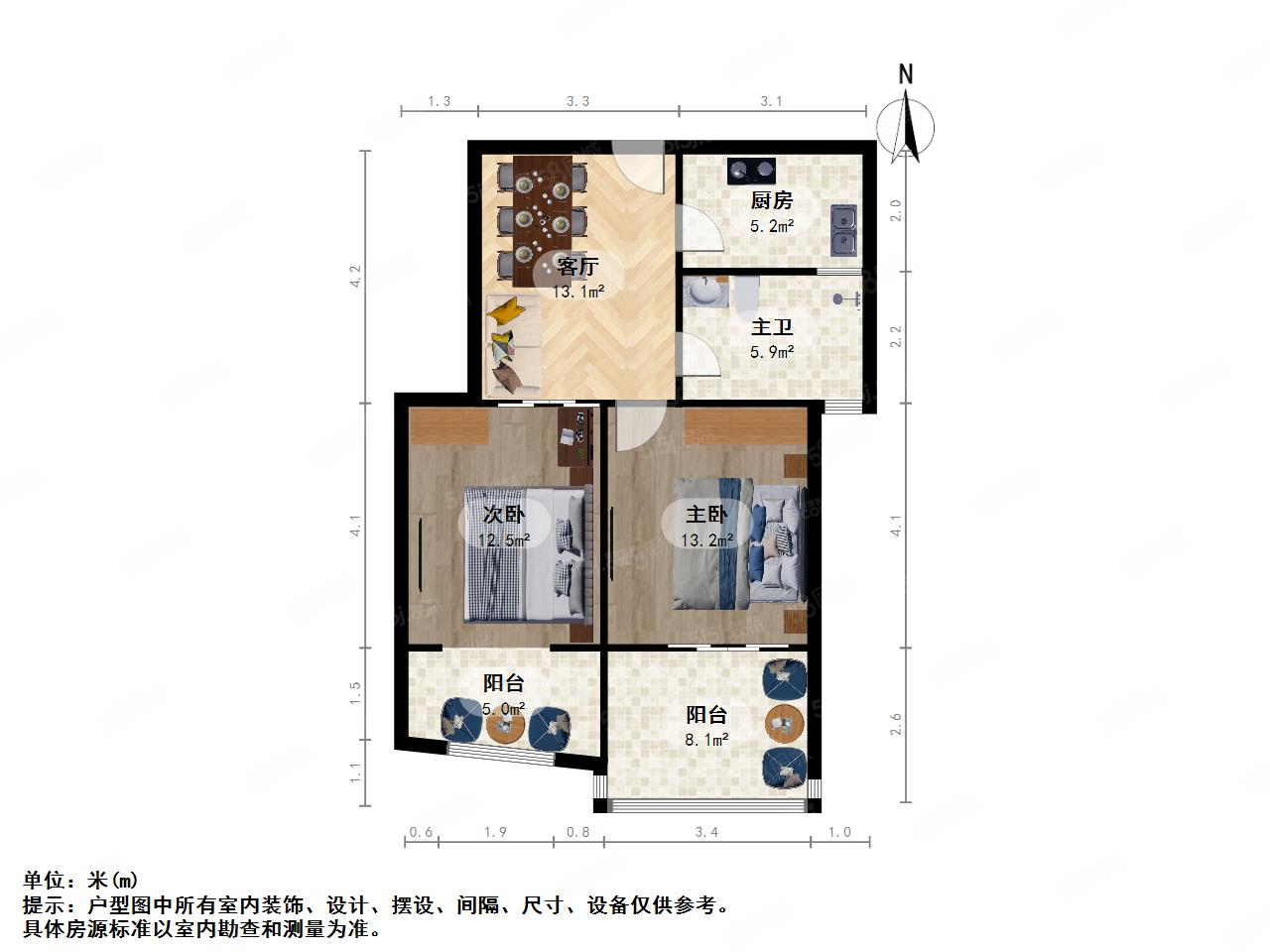 金域兰庭2室1厅1卫69.29㎡南170万