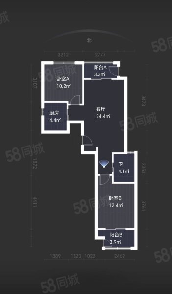 高新骊山下的院子2室2厅1卫85㎡南北110万