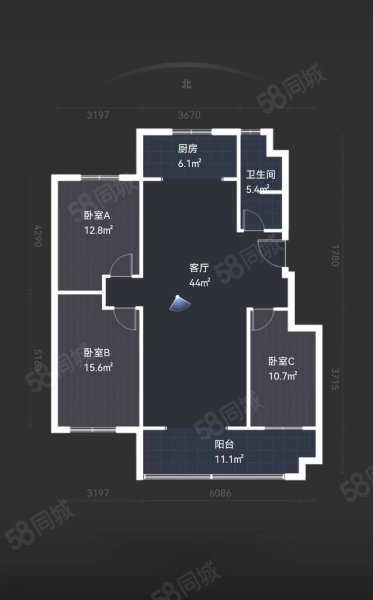 德馨园(河东)3室2厅1卫135㎡南北90万