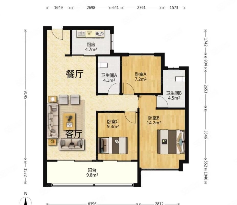 滨湖印 380万 拎包入住 价格可谈 急售 随时看,融创滨湖印-合肥58同城