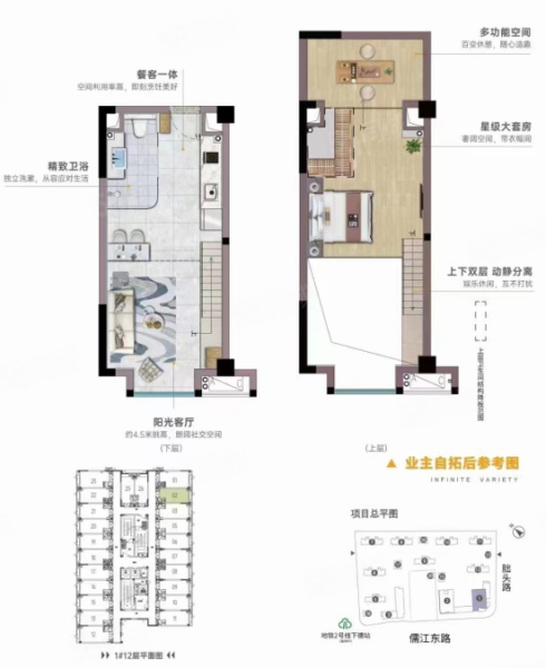 招商滨江INS2室2厅2卫42㎡南北56万