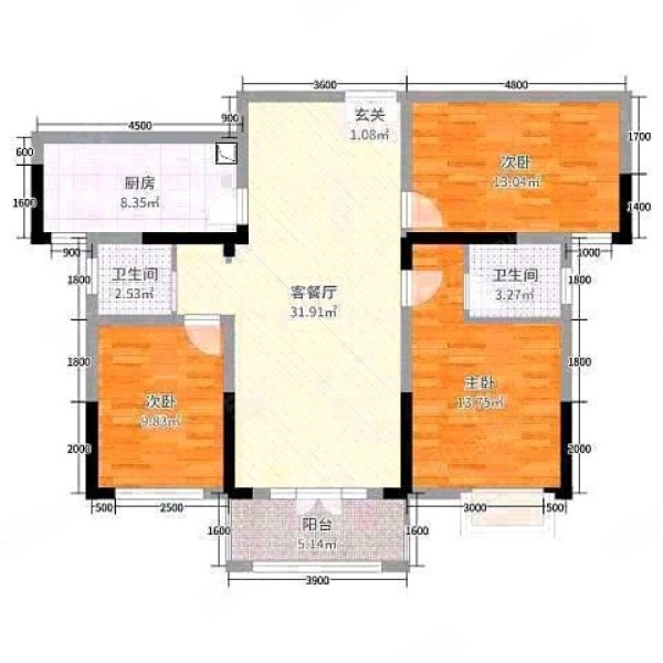 西湖明珠(汉川)3室2厅2卫140㎡南北75万