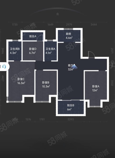 高速滨江首府4室2厅2卫124㎡南北120.8万