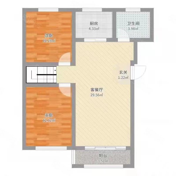 瓷厂宿舍区2室1厅1卫60㎡南北21.8万