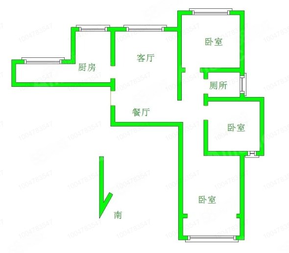 飞轮厂家属院3室1厅1卫71.66㎡南北47万