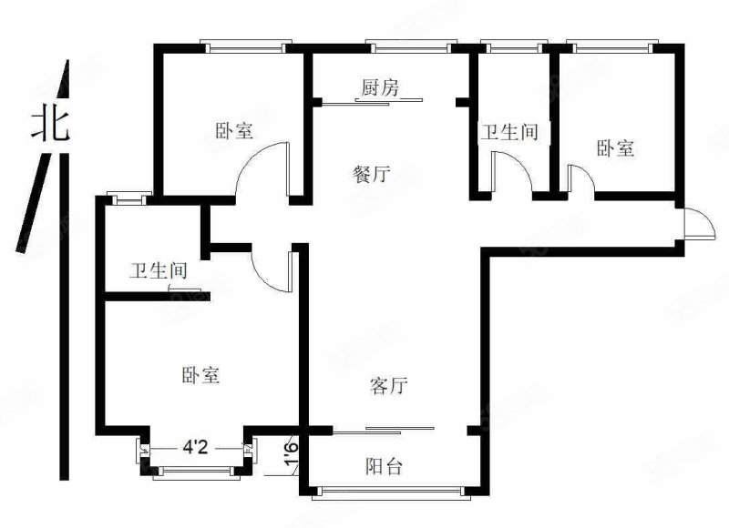 欢乐家园3室2厅2卫120㎡南北32万