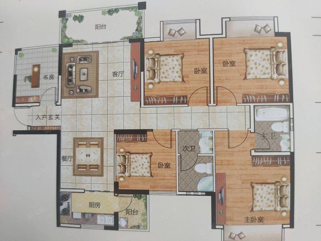 容州公园华府5室2厅2卫125㎡南北68万