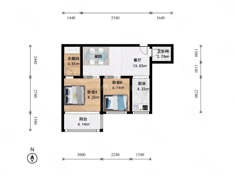 吉庆院小区2室1厅1卫40.79㎡南123万